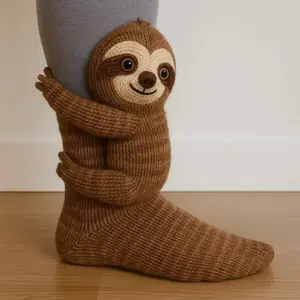 Animal Cartoon Socks, Christmas Floor Socks, Warm And Fun Socks, Sloth Plush Toy Socks