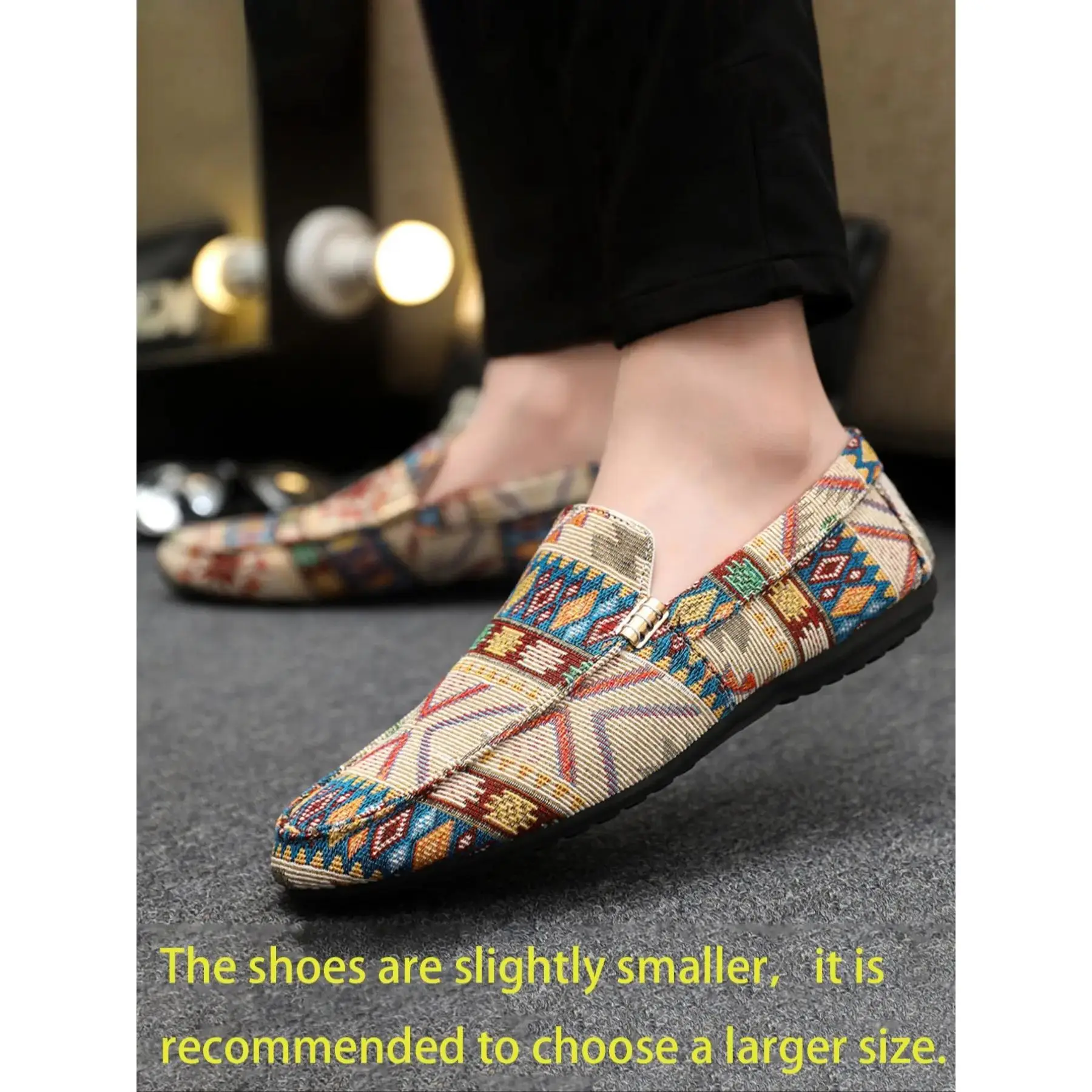 Men's Slip-On Easy Casual Lightweight Loafers - Comfortable Argyle Print Canvas Moccasins, Casual Mocs for Commute/Outings, Daily Wear Sports & Outdoor Protective Gear Accessories