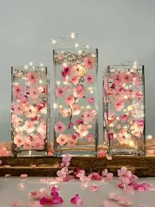 100pcs Artificial Cherry Blossoms Vase Filler Decor, Artificial Flower For Floating Candle Centerpieces, Floating Pink Sakura Flowers, Faux Flower Vase Fillers For Wedding Table Centerpiece Party Home Bar Restaurant Decoration