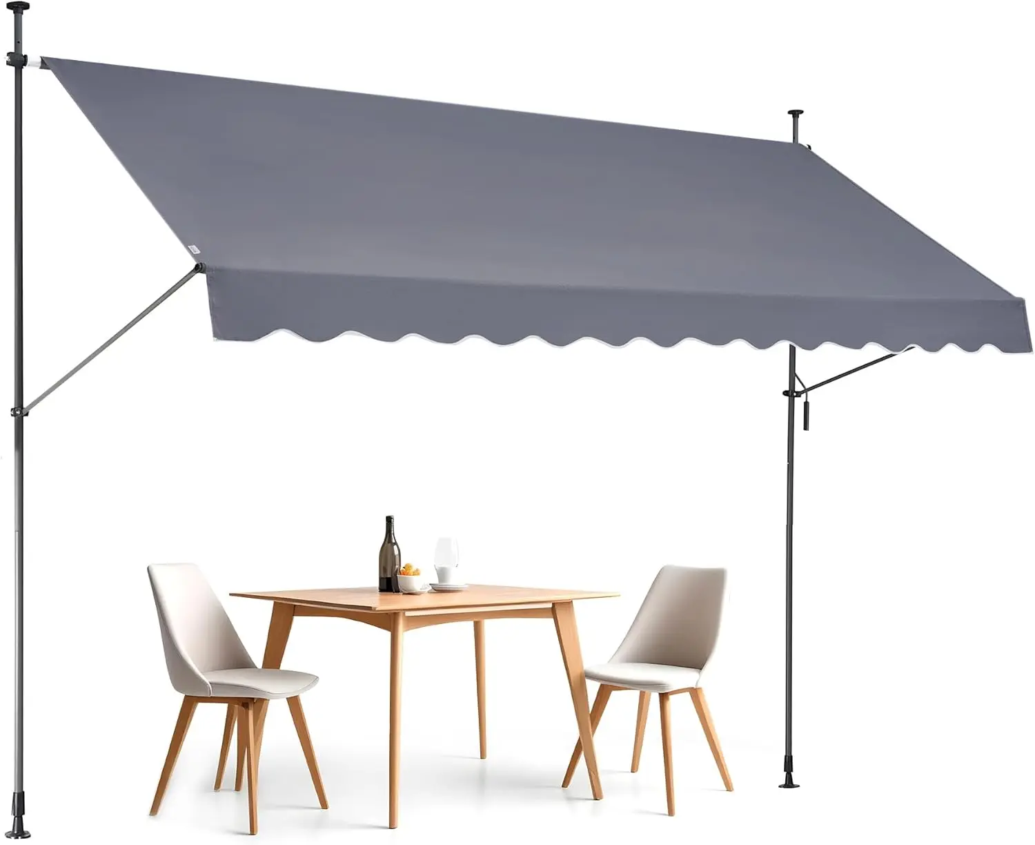 VEVOR 138" x 47" Patio Awning Retractable, Outdoor Retractable Patio Awning Sunshade Shelter, Adjustable Patio Door Window Canopy with Manual Crank Handle for Backyard, Garden, Balcony, Dark Gray