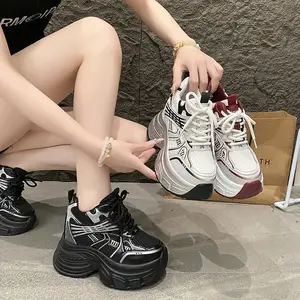 Bling Bling Casual Platform Sneakers Shoes for Women 2025 Spring New Female High Heel Chunky Sneakers Trainer Runner Footwear