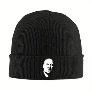 Tony Sopranos<The Sopranos> TV Series Knitted Hat - Black Unisex Winter Warm Folded Pocket, Durable Textile Material, Gift for Fans, Autumn Winter Casual Headwear, Hip-Hop Style Hat, Comfortable Head Cover