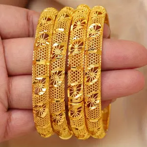 1pcs-Gold Plated Yellow Cross-Border Hot-Selling Hollow Bracelet European and American Dubai Women's Wedding Jewelry