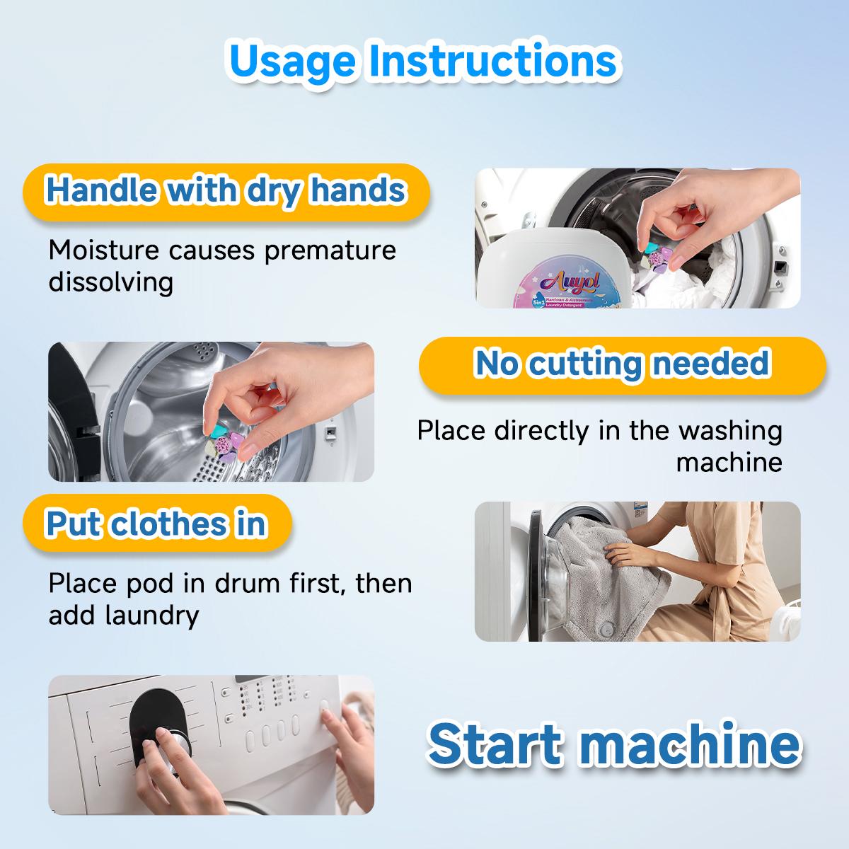 Auyol 3rd Generation Laundry Detergent Pods 5 in 1 Ultra Concentrated Non-Bio Color Protection Long-Lasting Freshness 200/100 pcs Ideal for Home and Travel A