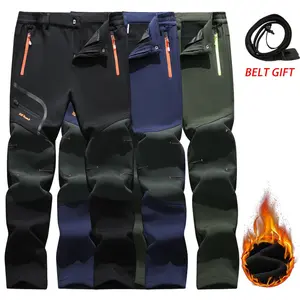 Men's Fleece Lined Windproof Outdoor Pants Thickened Cold Resistant Softshell Hiking & Skiing Trousers with Adjustable Waistband, Multiple Pockets, Regular Fit for Winter, Spring, Autumn Adventures