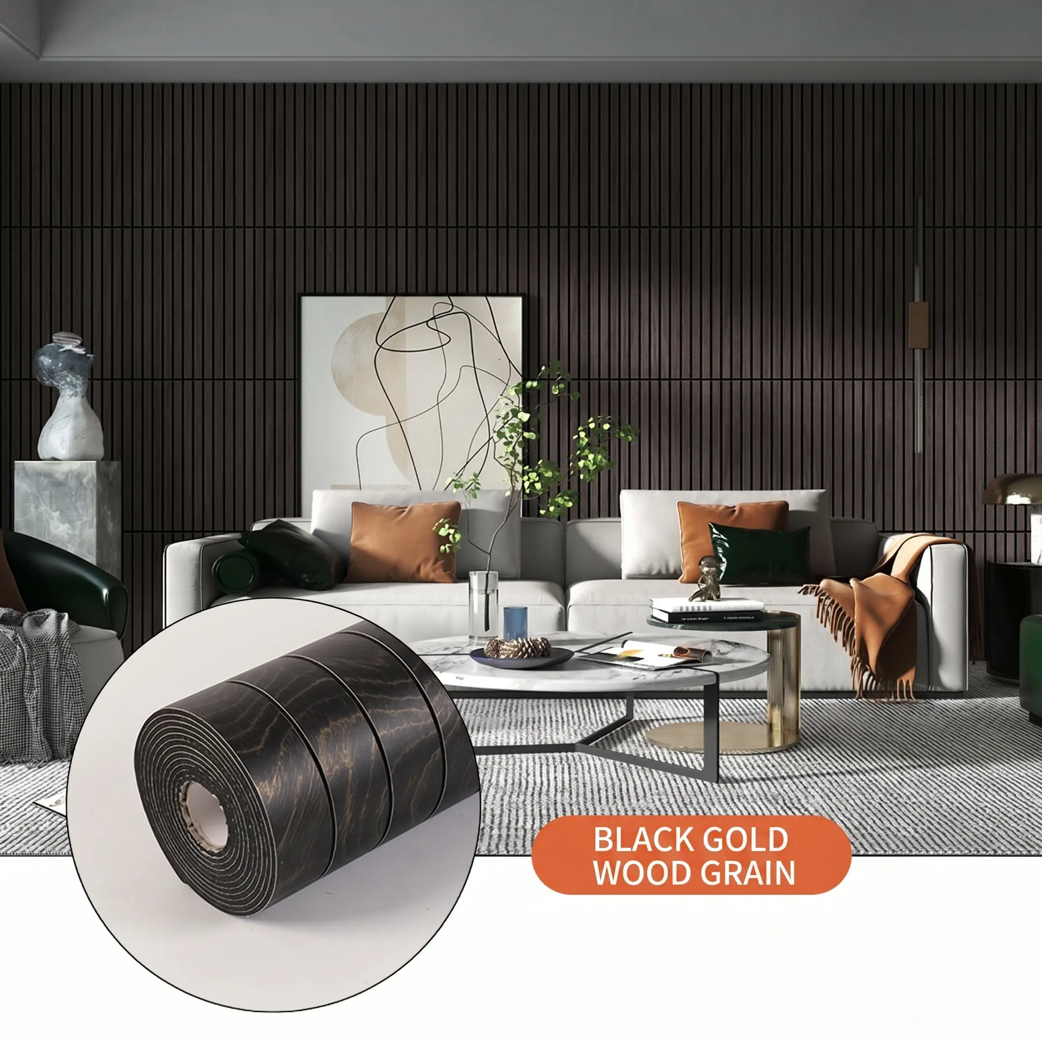 3D black gold wood grain（40cm*300cm）