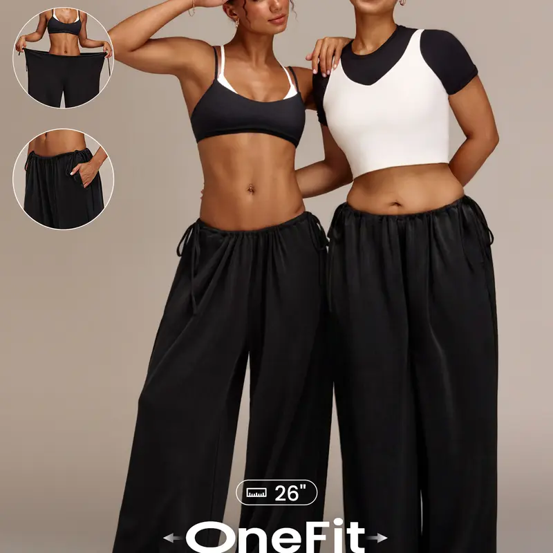 GLOWMODE SoftCalm Modal Slow Mornings Silky Smooth Breathable Wide Leg Oversized Sweatpants With Adjustable Drawstring Waist & Hems Daily Casual Wear