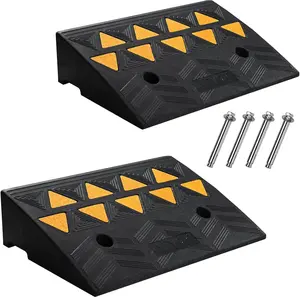 TikTokShopBlackFridayVEVOR Rubber Curb Ramp 4.3" Rise Height 2 Pack, Heavy-Duty 33069 lbs/15 T Capacity Threshold Ramps, Rubber Driveway Ramps for Cars, Carts, Dollies, Motorcycle, Bikes, Wheelchairs