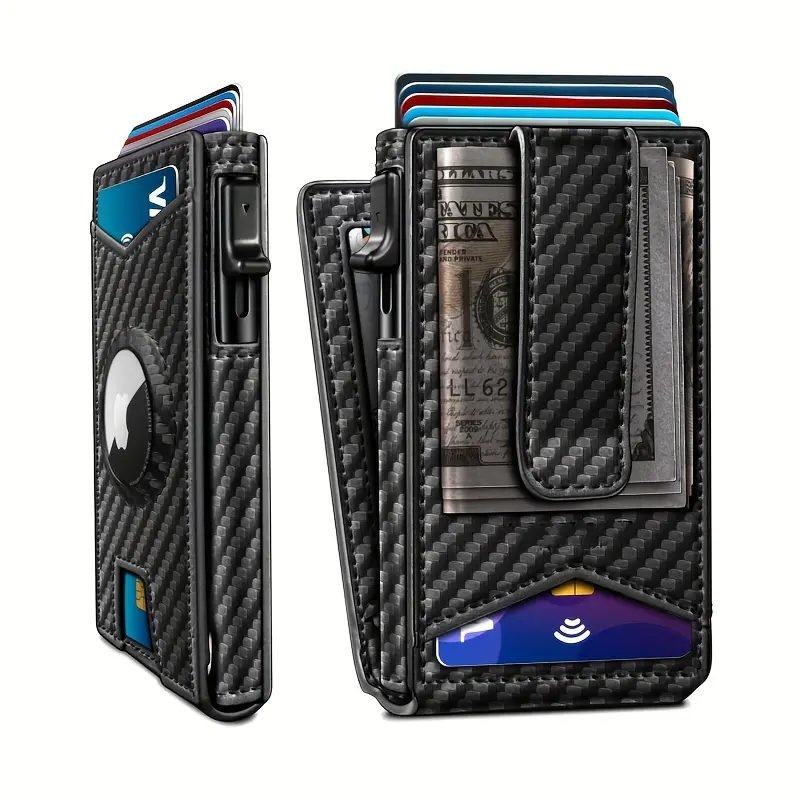 Men's Minimalist Pocket Slim Fit RFID Blocker Aluminium Bi-fold Wallet - Casual Card Holder, Credit Card Organizer, Smart Pop-up Access, 9-13 Capacity, ID Window, Cash Slot, Festive Party Home Supplies Gifting Option