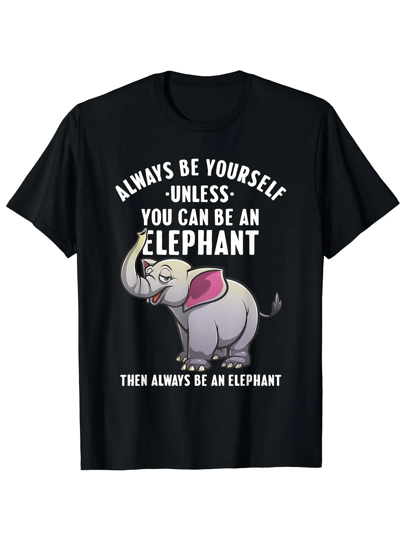 Playful Elephant Design T-Shirt Featuring The Sayi unisex soft cotton short sleeve t shirt, vintage graphic casual tee for men women teens, perfect birthday holiday gift for camping travel gym daily street casual wear