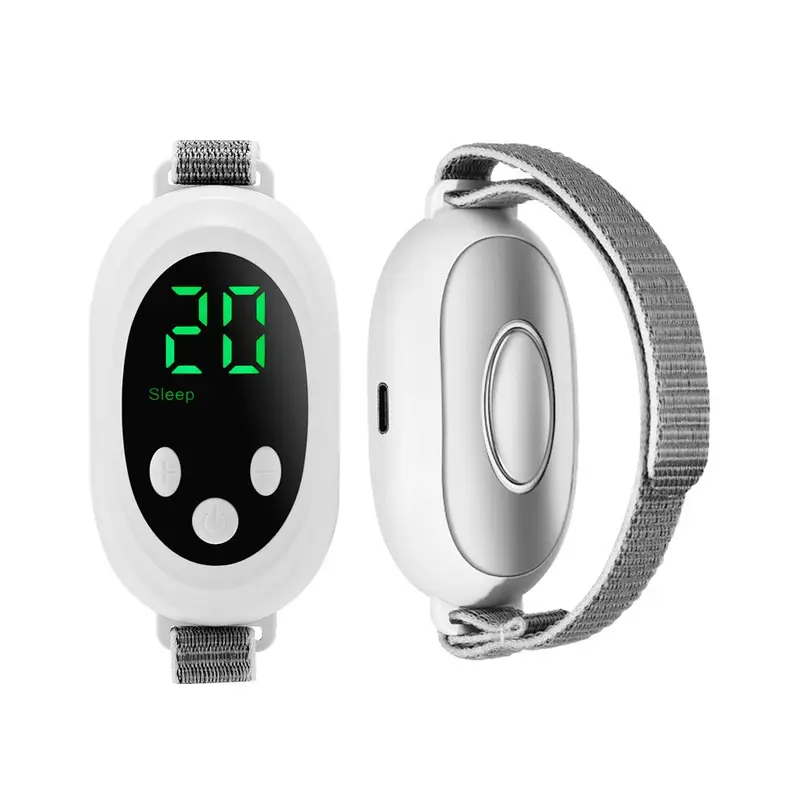 Hy80 Microcurrent Sleep Aid Device - Compact ABS Steel Home Supply, USB Rechargeable, LCD Screen Digital Readout, 20 Levels Intensity, Adjustable Strap, Intelligent Monitoring, Polymer Li-ion Battery, Adult Unisex Wear for Faster Rest & Focus Boost