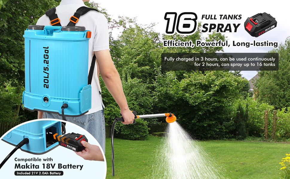 4.2/5.2 Gallon Battery Powered Backpack Sprayer, 100 PSI Electric Graden Sprayer Works with Telescopic Wand and 6 Nozzles, Lightweight Electric Sprayer for Garden Weed, Yard and Lawn Sprayer 4.2/5.2 Gallon Battery Powered Backpack Sprayer, 100 PSI Electric Graden Sprayer Works with Telescopic Wand and 6 Nozzles, Lightweight Electric Sprayer for Garden Weed, Yard and Lawn Sprayer