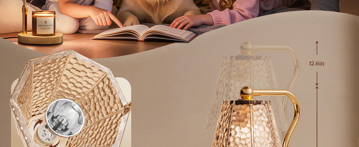 Candle Warmer Lamp with Timer Dimmable, Height Adjustable Wax Melt Warmer for Home Decor & New Home Bedroom, Vintage Candle Lamp for Scented Wax Jar Candles with 2 Bulbs,Birthday Gift for Women & Moms