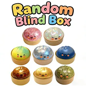 8pcs Blind Box 2026 New Glitter Dumpling Squishy with Steamer Box, Soft Sensory Fidget Steamed Bun Squeeze Toy for Adult Stress & Anxiety Relief