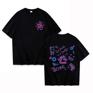 Arcane Jinx Graffiti Art T-Shirt, Front & Back Print Tee, Unisex Black/White Casual Cotton Streetwear, "Boom!"Quote Tee for Fans