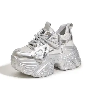 Female Shoes White Platform Sneakers 2025 New Breathable Casual Women Wedges Shoes