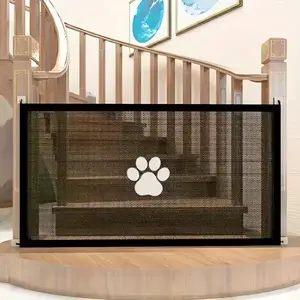 Extra Long Retractable Dog Gate – Expandable Mesh Pet Barrier with Door, Tall Free-Standing Safety Gate for Indoor & Outdoor, Fits Stairs & Wide Doorways