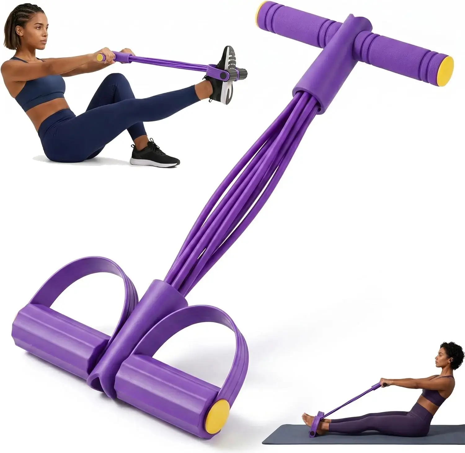 6-Strand Heavy Duty Abdominal Crunch Fitness Equipment – Leg & Core Workout, Sit-Up Assist, Home Gym Exercise, Non-Slip Foot Pedal & Resistance Bands (Portable), Workout Bands, Elastic Sport Band resistance bands