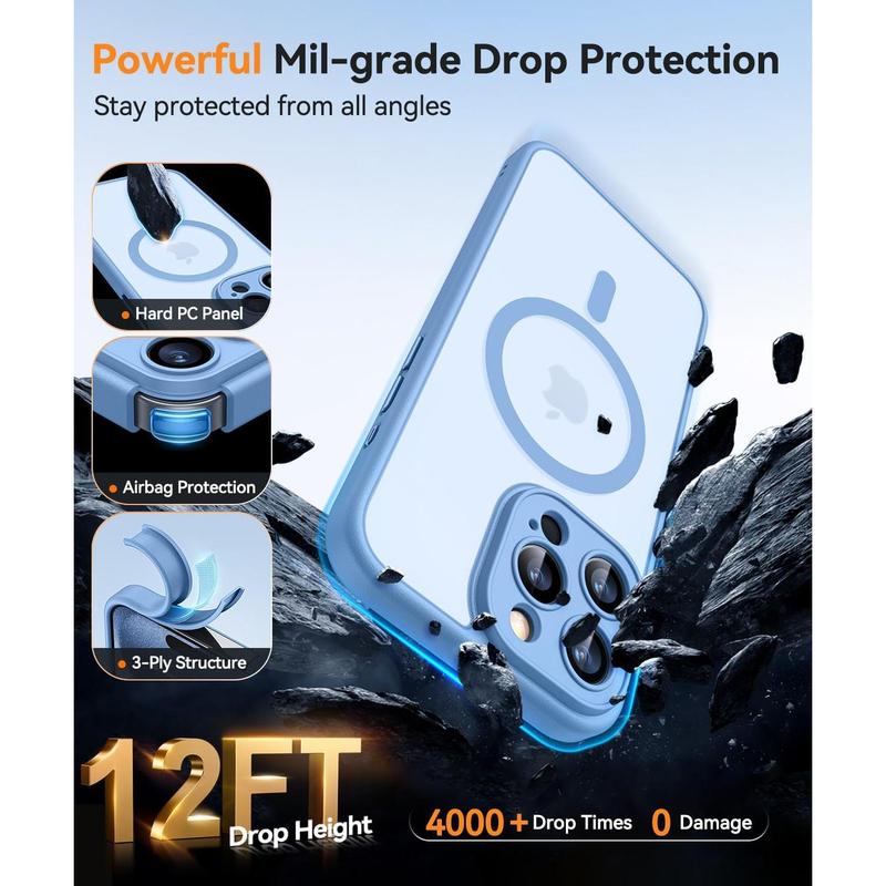 Phone case compatible with iPhone 17 16, 15 14, 13, 12, 11 Pro Max Air, light blue