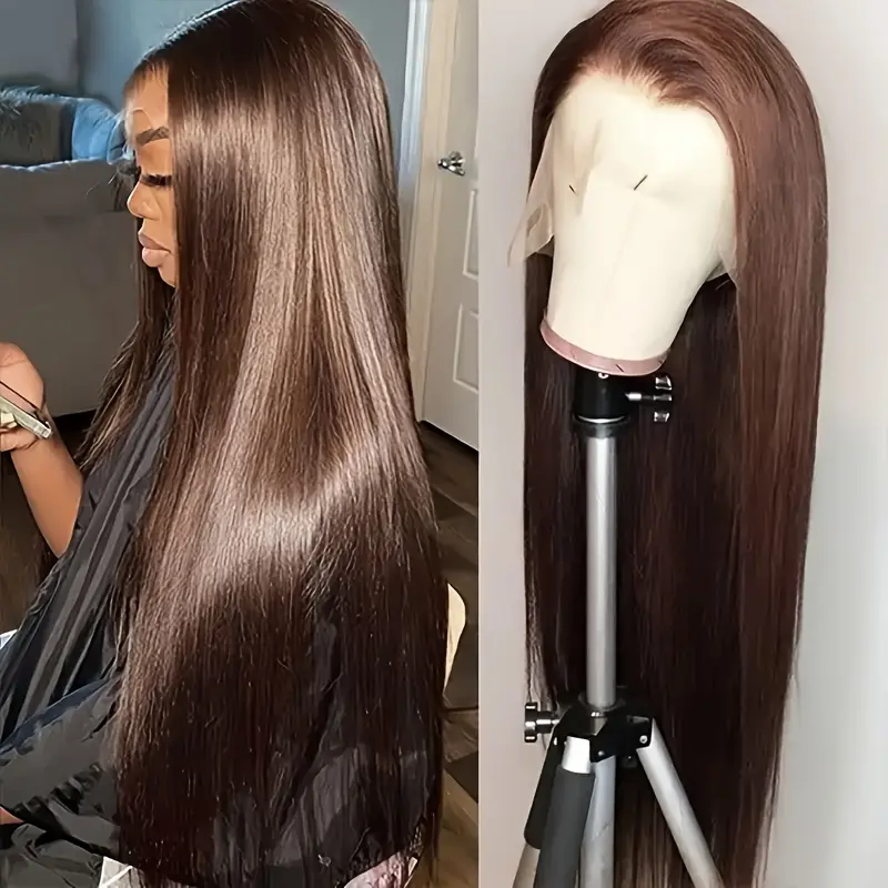 MYLOCKME Hair  Chocolate Brown Wigs Straight Brazilian Human Hair For Women 13X4 13X6 HD Transparent Lace Front Human Hair Wig Pre Plucked 4X4 Lace Closure Wig Natural Hairline 30 32 Inch Dealsforyoudays   #SummerVibes#tiktokshopspringglowup