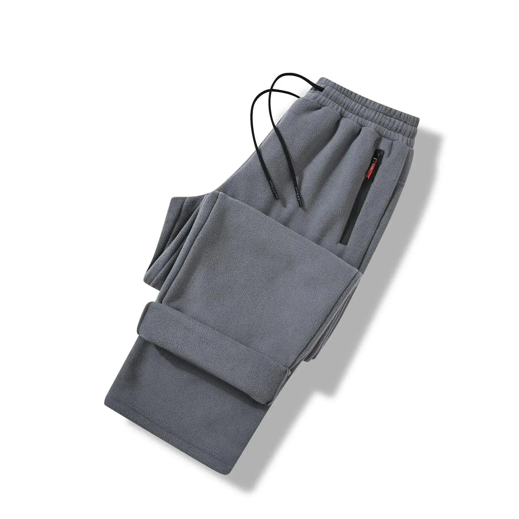 Men's Polar Fleece Thermal Lounge Pants, Regular Fit Straight-Leg Winter Base Layer with Zipper Pocket & Drawstring, Menswear