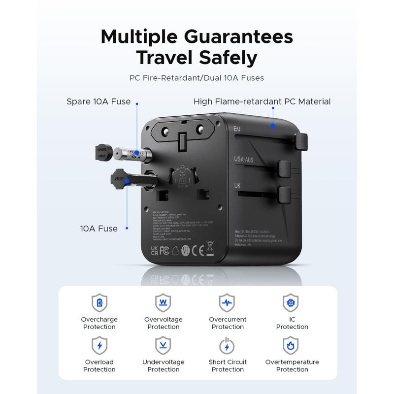 ORICO Universal Travel Adapter, USB C Fast Charging Plug Adapter Compatible with USA & Europe (UA AC) -UA ORICO Universal Travel Adapter, USB C Fast Charging Plug Adapter Compatible with USA & Europe (UA AC) -UA