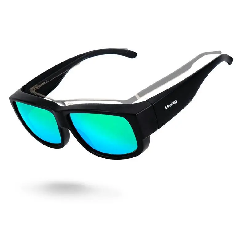 MEELOOG Classic Full Rim Sunglasses for Men and Women, TR90 Black Frame with Polarized Blue-Tinted TAC Lenses, UV400 Anti-Glare Protection for Driving & Fishing, Black Frame / Blue-Tinted Lenses, Lens Height: 44 Millimeters