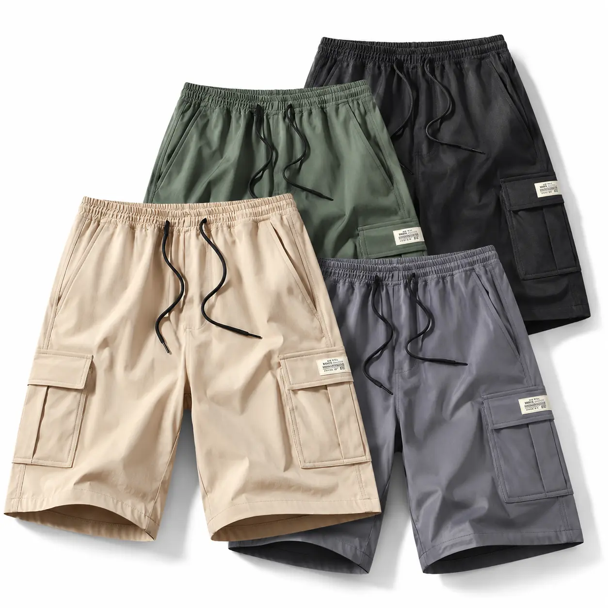 Jorts for Men Cargo Shorts, Breathable Lightweight Knee Length Bottoms with Elastic Drawstring Waist and Roomy Utility Pockets, Comfortable Loose Fit Streetwear, Stylish Versatile Summer Wear for Travel, Hiking, Camping, Work and Daily Outfits