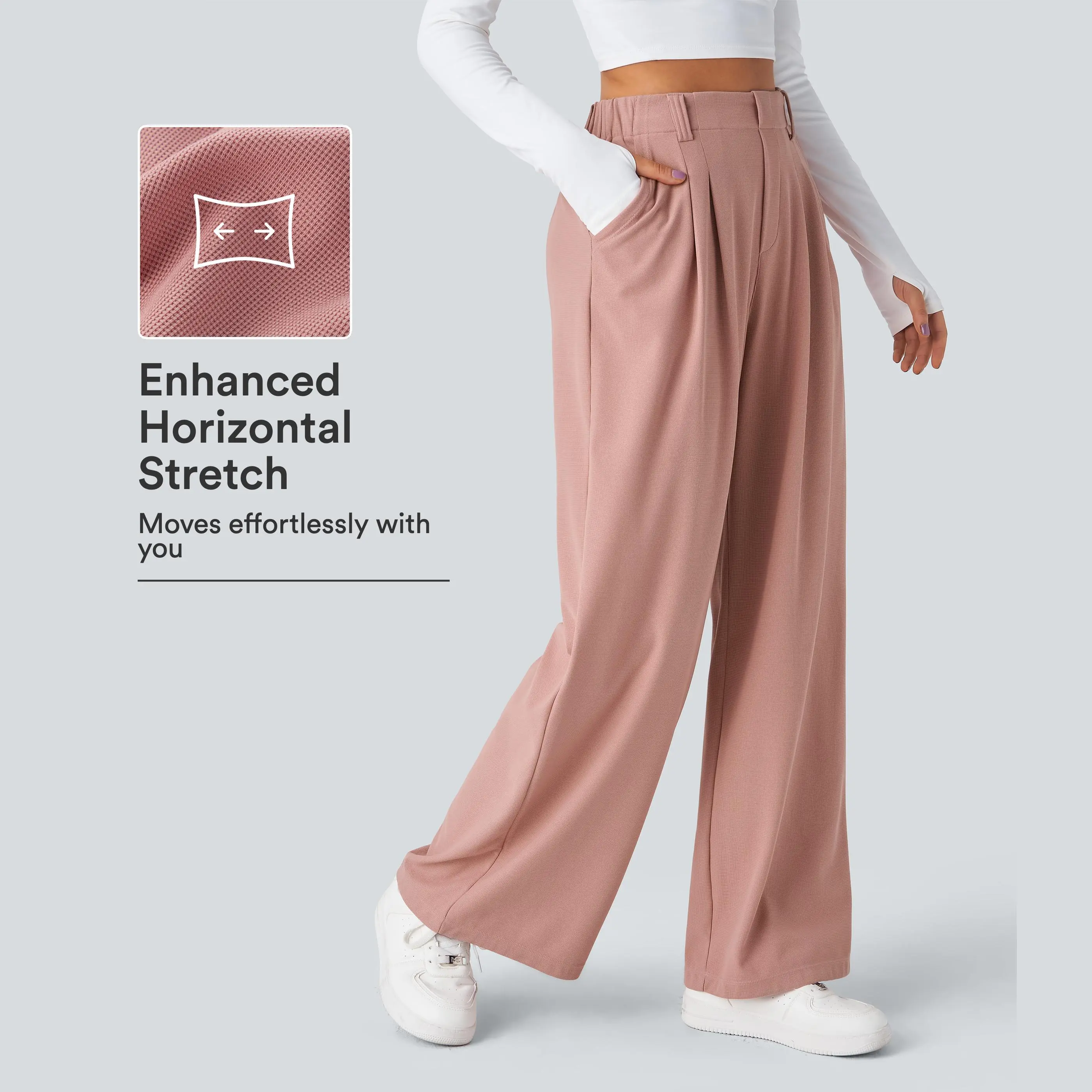 Halara Flex™ High Waisted Pocket Wide Leg Waffle Work Pants #BackToSchool Halara Flex™ High Waisted Pocket Wide Leg Waffle Work Pants #BackToSchool