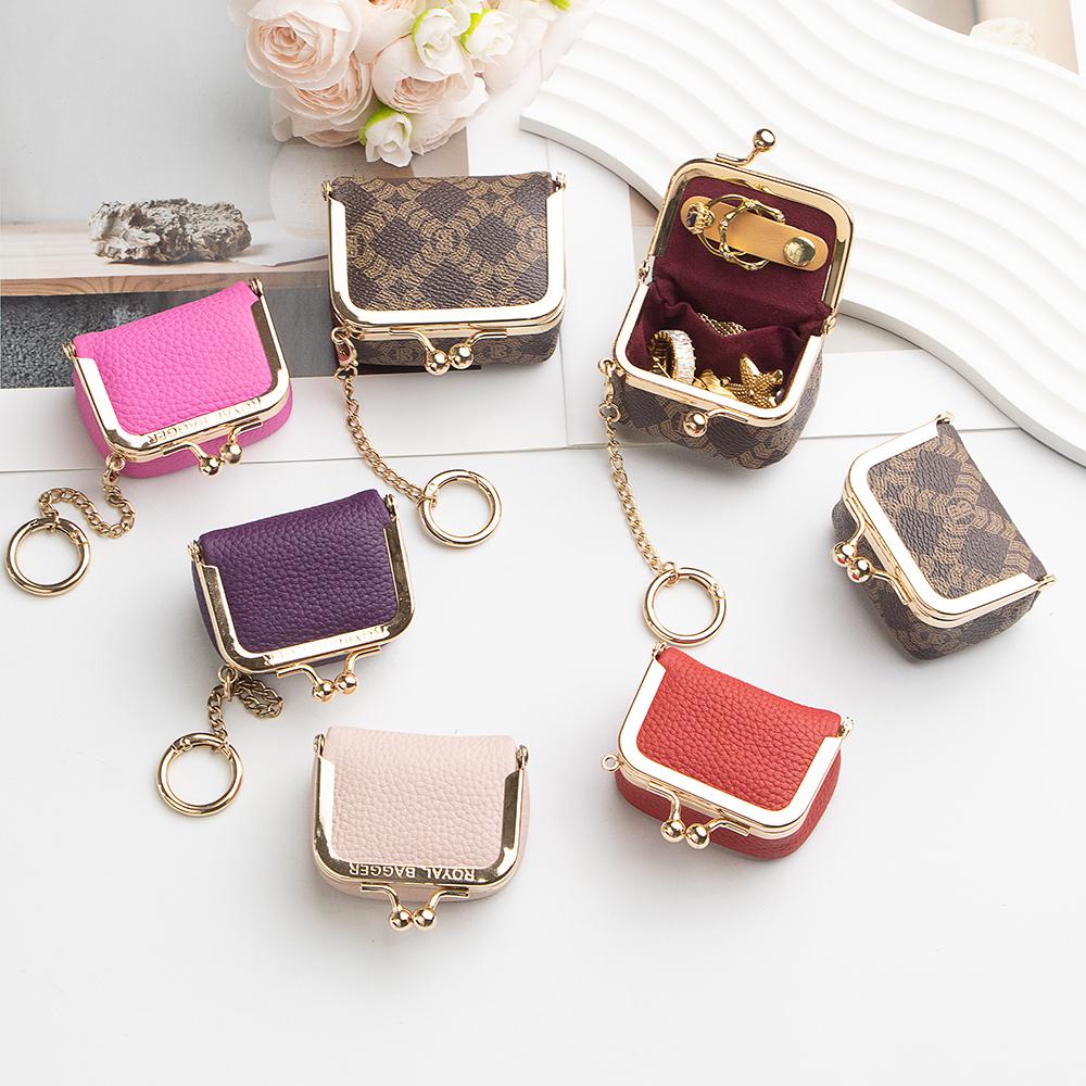 Royal Bagger Genuine Leather Mini Coin Purse, Solid Color Kiss Lock Change Pouch, Casual Style Small Storage Bag for Women 1894 SpringStatements