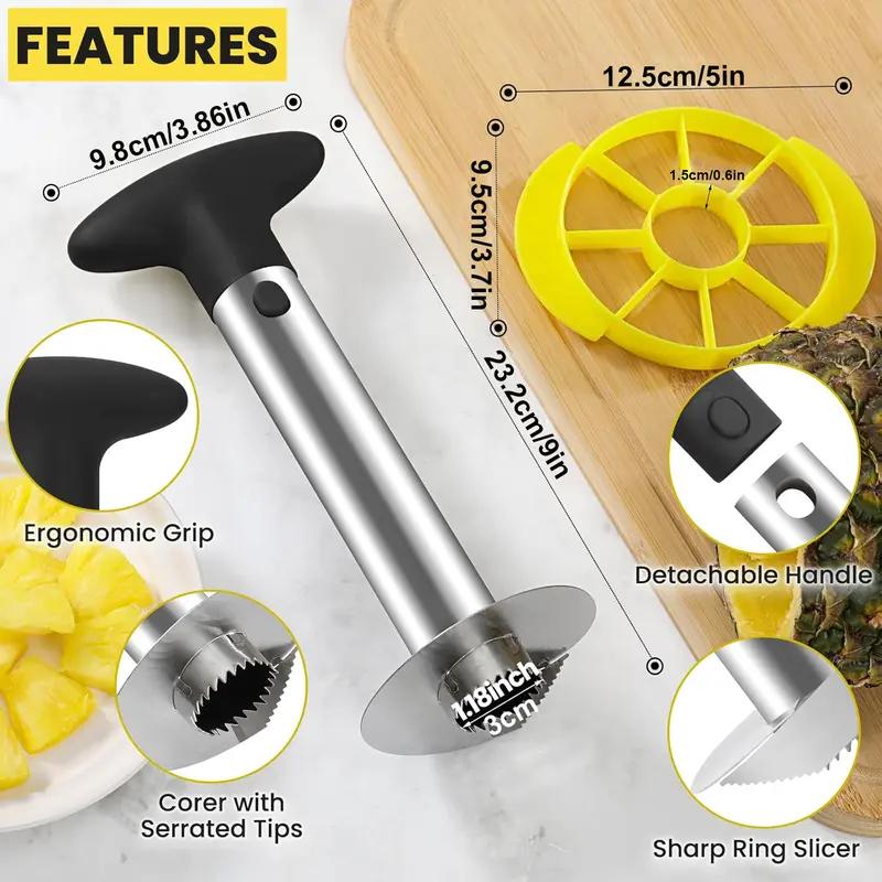 2-in-1 Stainless Steel Pineapple Corer & Slicer with Wedger - Compact Tropical Fruit Tool (24x8.5cm), Lightweight Kitchen Utensil for Fast Clean Prep, Ideal for Party Decor, Free US Delivery
