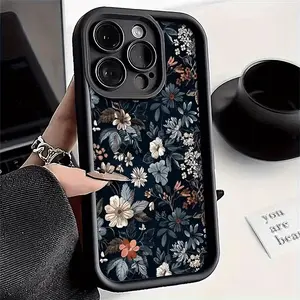 Phone Case - Retro Blue Floral Trendy Design Matte Anti-Fingerprint Full Coverage TPU Phone Case Suitable for Iphone 17 16 15 14 13 12 11 Pro Max X XS XR