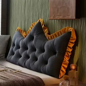 Vintage Tufted Backrest Pillow with Ruffle Trim, Sofa & Bed Cushion, Hand Washable