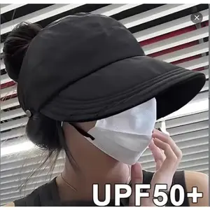 Foldable Women's Sun Hat with Wide Brim and Breathable Top Perfectfor Ponytails