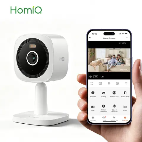 HomiQ AI-Powered 2K 3MP Magnetic Wireless Security Camera - 2.4GHz WiFi Indoor Home Surveillance Camera with Full Color Night Vision, Human Motion Detection, Alarm, 24/7 Recording, Easy Installation, Cloud & SD Card Support, Smart Home Gadget System, Wire