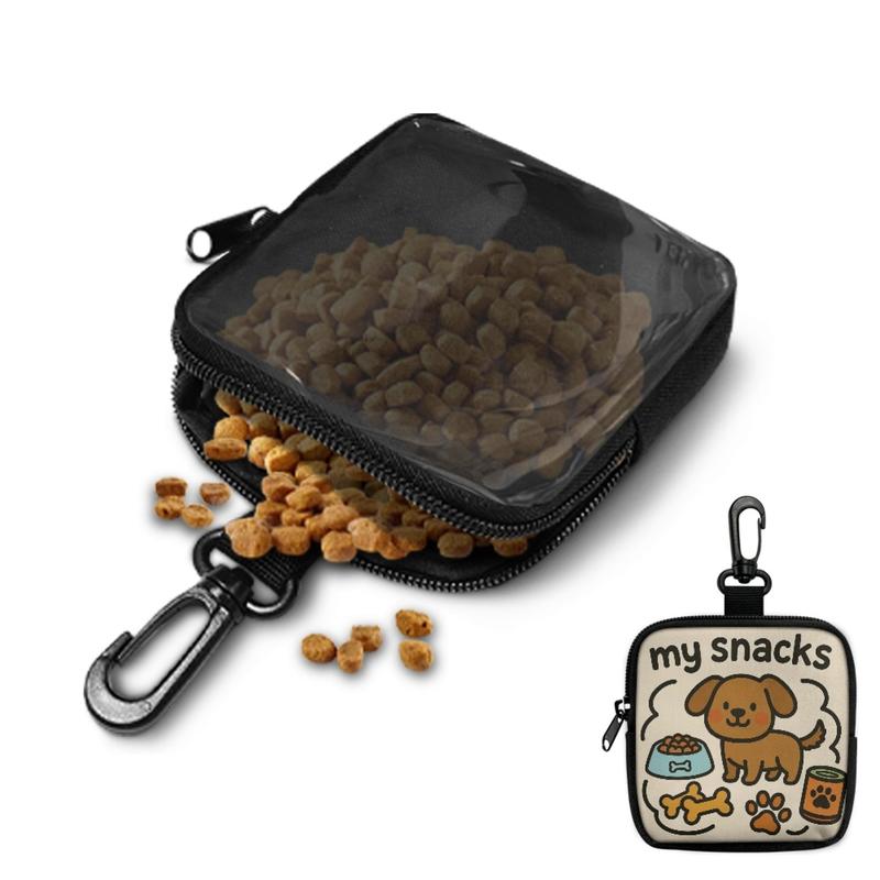 Cute Dog Treat Pouch with Clip Portable Mini Snack Bag for Walkies Transparent Back to Check Food Level Waterproof & Durable Zipper Storage Perfect for Puppy Training Rewards & Daily Dog Walking Essentials