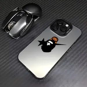 Phone case: A black ape star monkey pattern IMD laser phone case, suitable for iPhone 11, 12, 13, 14, 15, 16, 17, XS, XR, X, 7, 8, 12, 13 Plus Pro Max SE series. An aurora holographic colorful case that serves as an ornament/birthday gift/holiday