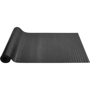 VEVOR Diamond-Plate Flooring Roll, SBR Rubber Mat, Easy to Clean, Gym & Garage Industry, Black