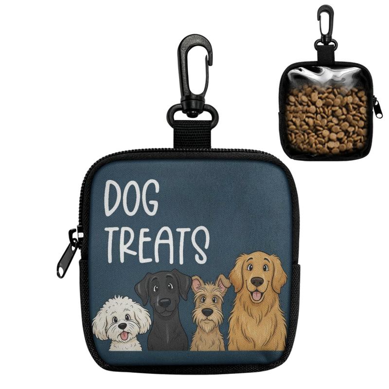 Durable Dog Snack Pouch for Walkies | Transparent Back & Cute Front | Portable Zipper Bag with Karabiner Hook | Leak Proof Treat Storage | Ideal for Training Sessions & Park Runs | Lightweight & Compact