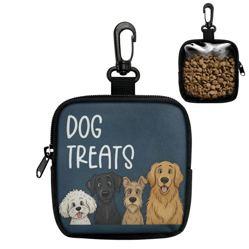 Durable Dog Snack Pouch for Walkies | Transparent Back & Cute Front | Portable Zipper Bag with Karabiner Hook | Leak Proof Treat Storage | Ideal for Training Sessions & Park Runs | Lightweight & Compact