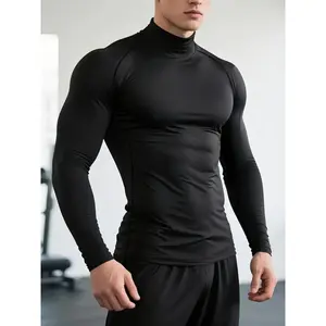 Men's Quick-Dry Stretch Fitness Shirt - Long-Sleeve Workout Top with Collar, Moisture-Wicking Tight Gym & Boxing Shirt with Stretch for All Seasons, Sportswear, Athletic Activewear Top, Fitness Apparel
