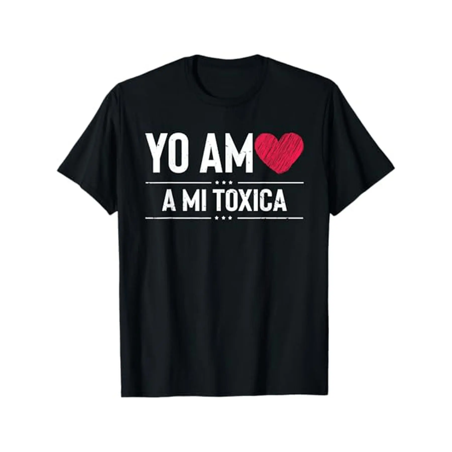 Men's Oversized Soft Print Short-Sleeve Crew Neck T-Shirt - Funny Spanish "Yo Amo Mi Toxica" (Toxic Woman) Love Humor Top, Valentine's Day Casual Outfits Graphic Streetwear