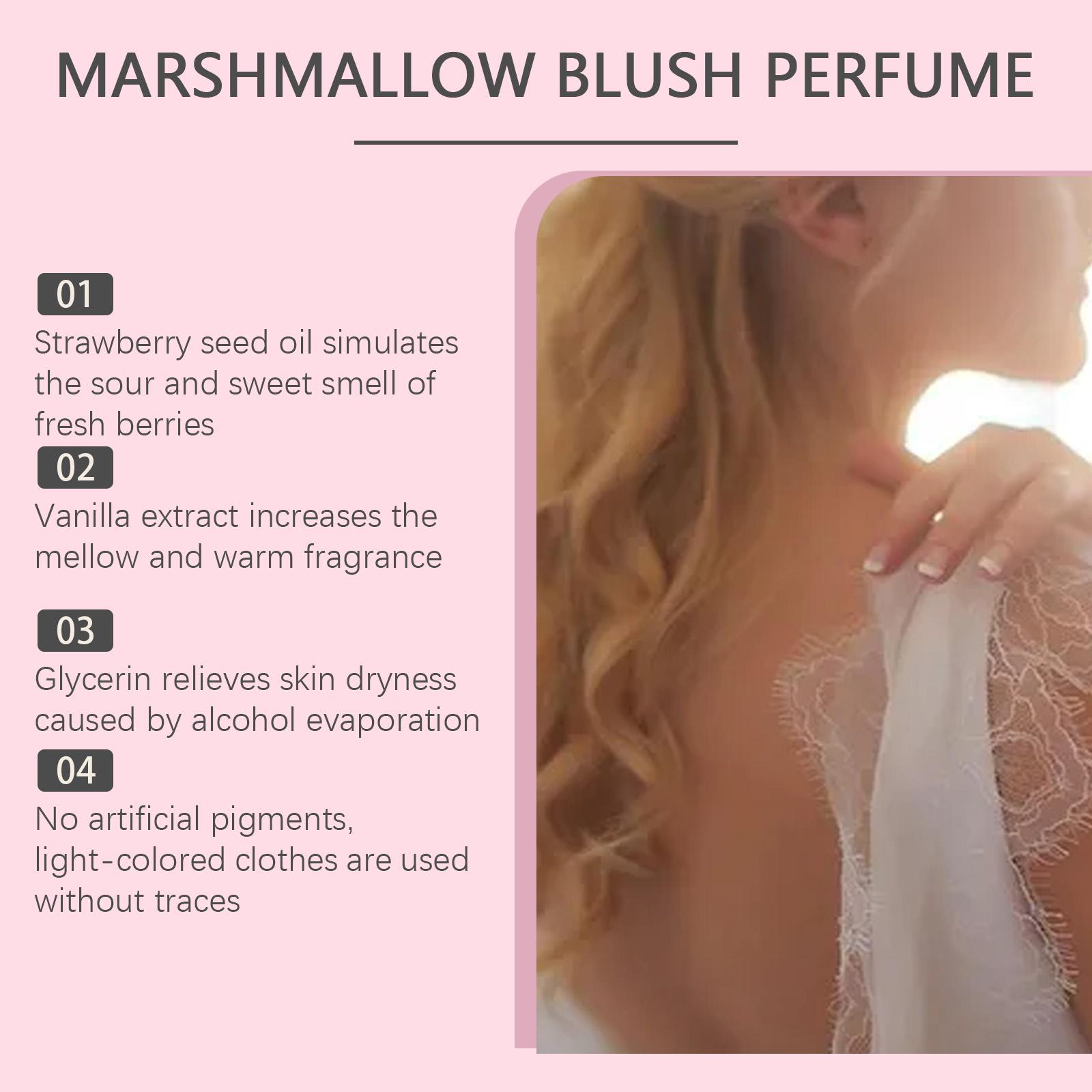 Marshmallow Blush Perfume, Sweet Strawberry Vanilla Fragrance, Pink, 50mL/1.69 Fl Oz, Long-Lasting