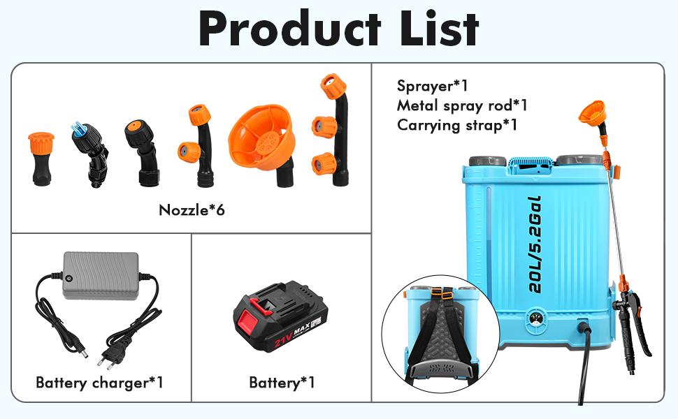 4.2/5.2 Gallon Battery Powered Backpack Sprayer, 100 PSI Electric Graden Sprayer Works with Telescopic Wand and 6 Nozzles, Lightweight Electric Sprayer for Garden Weed, Yard and Lawn Sprayer 4.2/5.2 Gallon Battery Powered Backpack Sprayer, 100 PSI Electric Graden Sprayer Works with Telescopic Wand and 6 Nozzles, Lightweight Electric Sprayer for Garden Weed, Yard and Lawn Sprayer