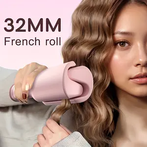 Ladies' Deep V Large Curling Iron, 32mm Long-lasting Styling Rollers, Quick Heating, Suitable for Width and Depth Waves, Festival Gift, Birthday Present, Dual Colors of Pink and Purple