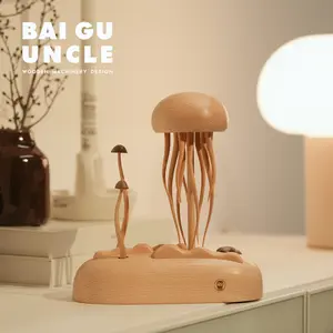 Wooden Jellyfish Creative Decoration Healing Decompression Wooden Craftwork Solid Wood Jellyfish Gift Christmas Gift Nature Ornaments Home Decore Statue