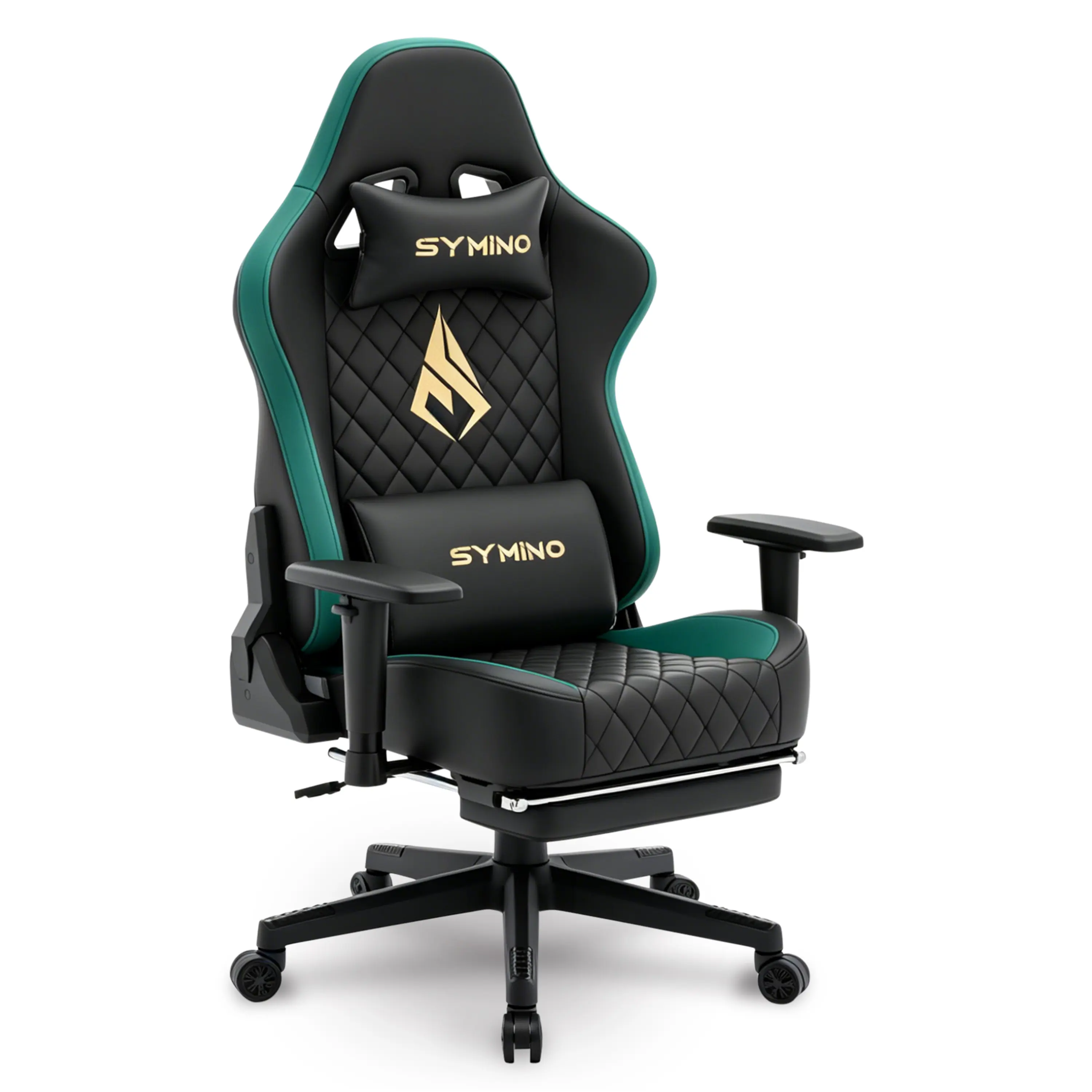 Symino gaming chair with footrest, ergonomic racing style office chair, adjustable armrests, vintage PU leather