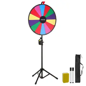 【Father's Day gift】VEVOR 24 in Spinning Prize Wheel, 14 Slots Spinning Wheel with Tripod, Adjustable Height Win Fortune Roulette with a Dry Erase and 2 Markers, 6 Colors, Easy Assembly, for Party Pub Trade Show Carnival