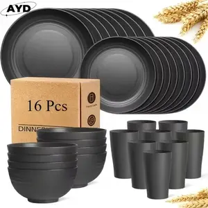 [Unbreakable Dinnerware Set] 32pcs Unbreakable Wheat Straw Dinnerware Set | Service For 8/4, Large Size Modern Dish Set-Plate/Dessert Plate/Bowl/Cup, Dishwasher & Microwave Safe, Lightweight Tableware, Perfect for Camping, Everyday Use & Gifts For Men