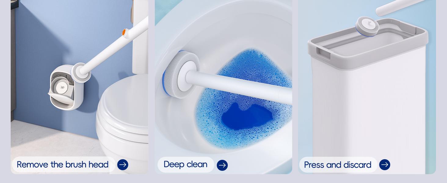 Disposable Toilet Cleaning System - Toilet Wand Kit with 18 High-Performance Refills, Wall Mounted Brush and Holder for Deep Cleaning Bathroom (Brush + 18 Refills)Bathroom Toilet Cleaning ，Bowl Cleaner Brush with Holder for Bathroom Deep Cleaning